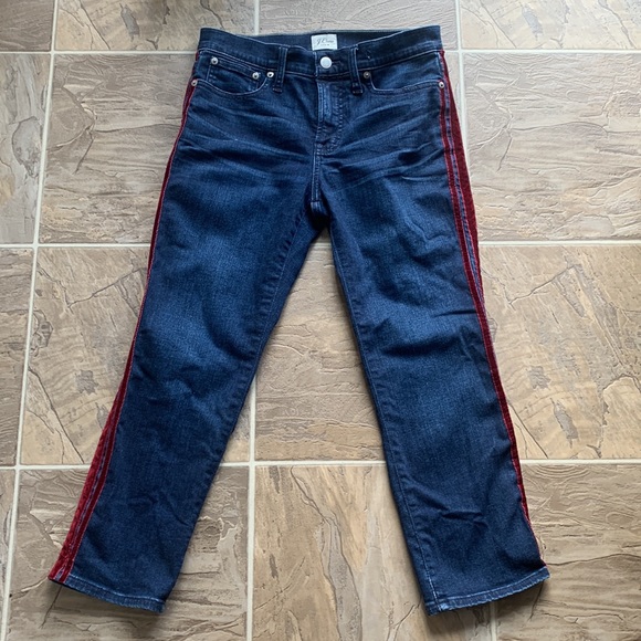 J. Crew Vintage Straight Jeans Velvet Tuxedo Striped High Waist Denim Sz 26P - Picture 4 of 13